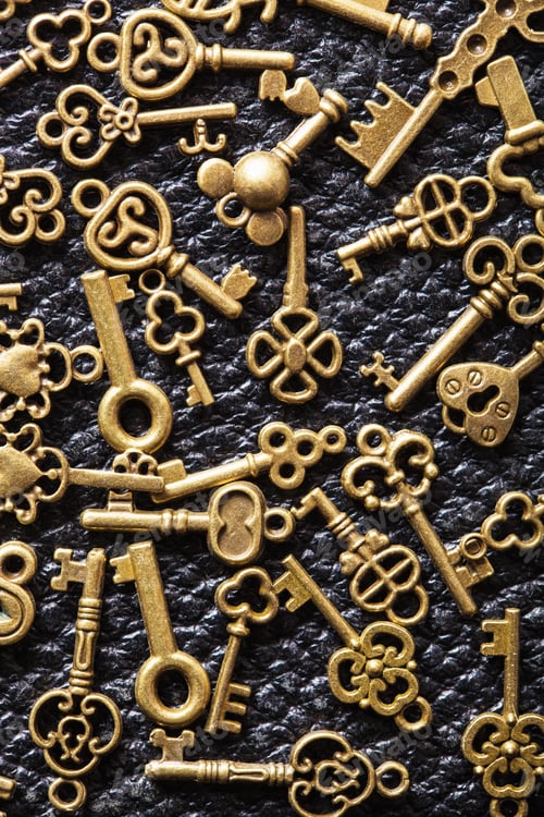 Preview: steampunk old vintage metal keys background