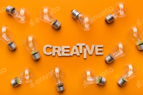 Preview: Abstract creative background with light bulbs