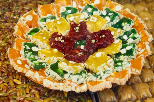 Preview: A vibrant and diverse platter of assorted traditional Turkish desserts