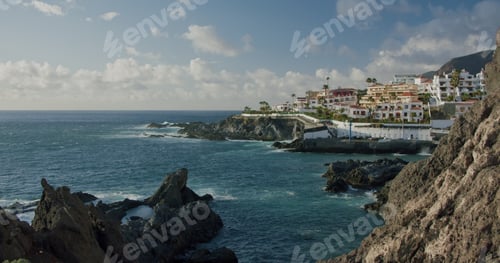 Preview: Tenerife, Canary Island, Puerto de Santiago, Playa la Arena. View of black stones, rocky volcanic