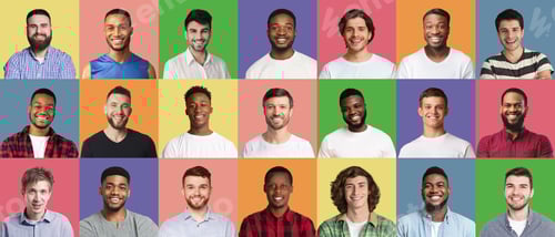 Preview: Composite set of optimistic diverse multiracial guys