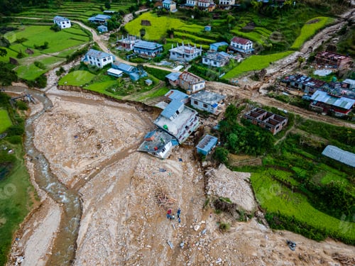 Preview: The aerial view shows the flood-affected areas
