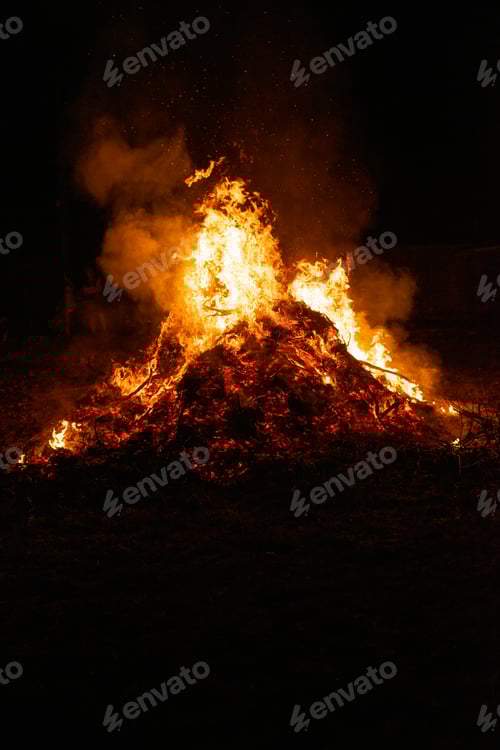 Preview: Big bonfire burning in the night