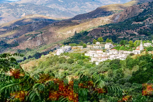 Preview: Picturesque view of a village located on a mountainside in the Sierra Nevada region of Spain
