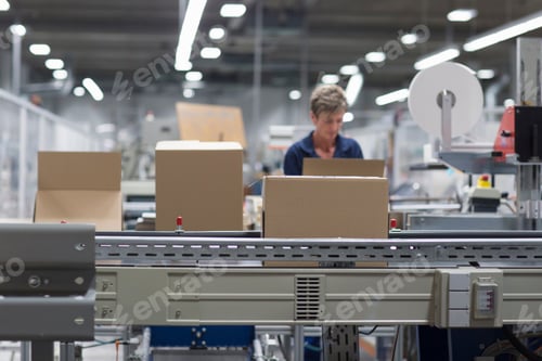 Preview: Mature woman working in paper packaging factory