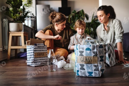 Preview: Sorted bags with garbage for recycling