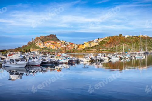 Preview: Unbelivable view of Medieval town of Castelsardo. Cityscape of Castelsardo port.