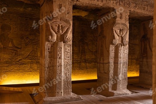 Preview: Columns inside the temple of Nefertari in Abu Simbel