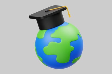 Aperçu: Globe mondial de l'éducation avec casquette de fin d'études