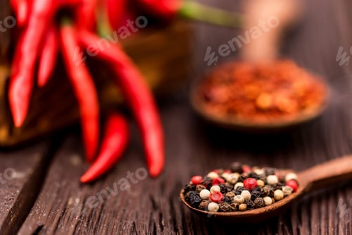 Preview: Composition with chili pepper and various spices