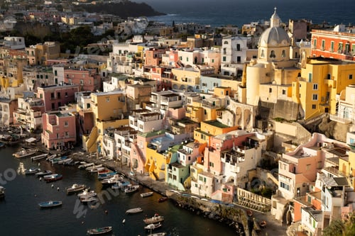 Preview: Beautiful fishing village, Marina Corricella on Procida Island, Bay of Naples, Italy.