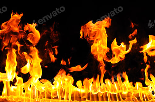 Preview: Abstract fire burns on dark background