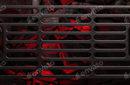 Preview: Metal barbecue grill over hot coal