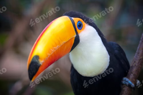 Preview: Close up of a beautiful toco toucan (Ramphastos toco)