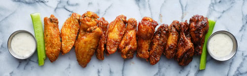 Preview: line of buffalo wings with different flavors