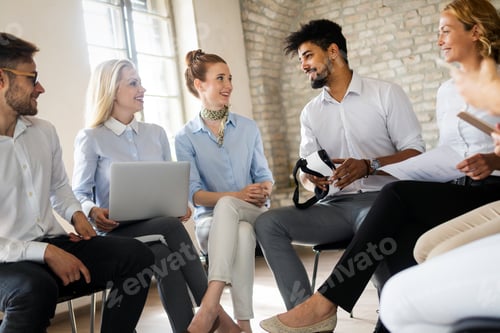 Preview: Business, technology and people concept - creative team or designers working in office