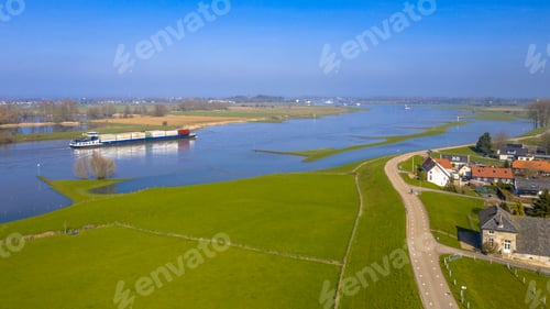 Preview: Cargo barge River Lek aerial view