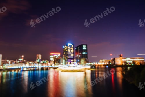Preview: Night Dusseldorf.Germany.Natural blurred background. Soft light