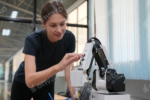 Preview: Engineering technology and smart factory concept with AI automation system by using robots automated