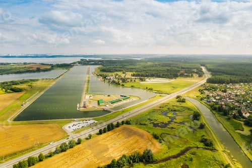 Preview: Top view of the Rowing Canal in the city of Zaslavl near Minsk.Belarus