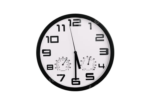 Preview: Clock with arabic numerals on wall shows 17:30 , 5:30