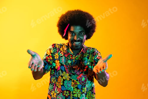 Preview: African man portrait in studio on colorful background