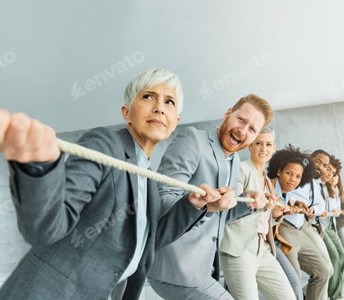 Preview: businessman man business young busineswoman woman office rope concept