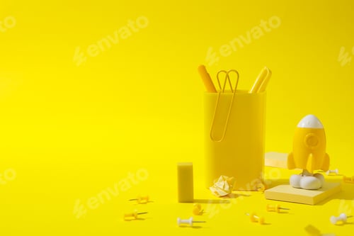 Preview: Concept of school education with school accessories, space for text