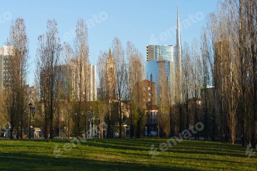 Preview: Modern buildings of Porta Nuova seen from Cimitero Monumentale, Milan