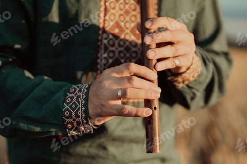 Preview: Hands Of Man Playing On Woodwind Wooden Flute - Ukrainian Sopilka