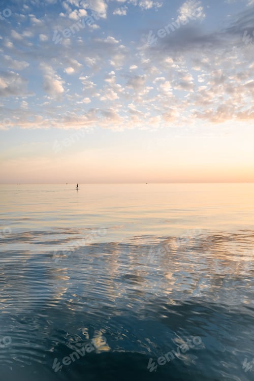 Preview: Beautiful sunset landscape on the blue sea.