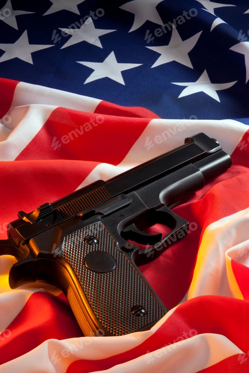 Preview: Handgun on flag of the USA