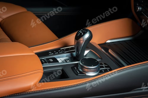 Preview: Part of leather car panel with AT switch