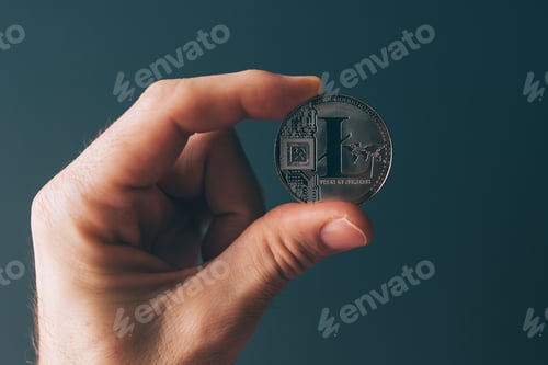 Preview: Litecoin cryptocurrency in hand