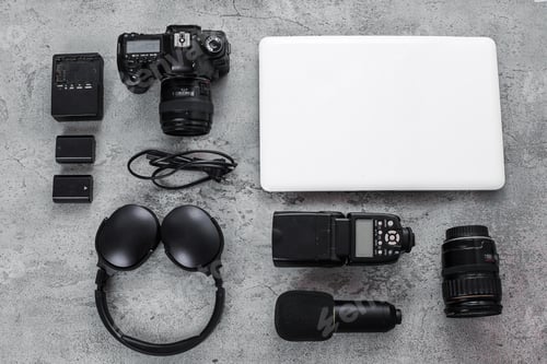Preview: Professional Content Creator's Essential Gear Laid Out For Modern Production Projects