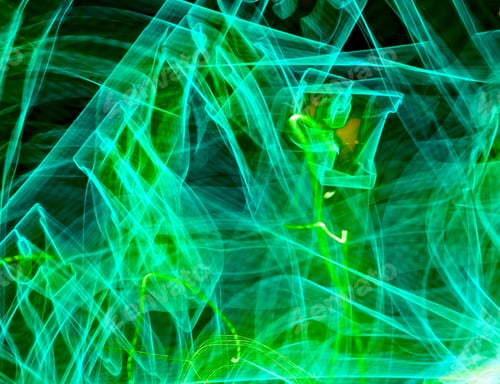 Preview: Abstract green light trails on black background