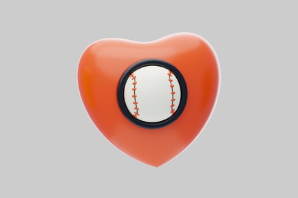 Vista previa: Emblema de pelota de béisbol en forma de corazón