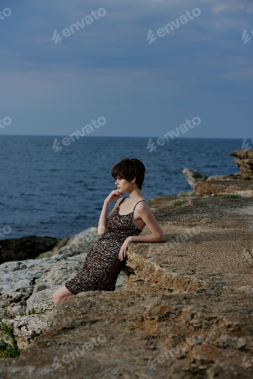 Preview: woman with makeup modern nature luxury posing freedom Lifestyle unaltered