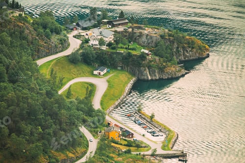 Preview: Aurland, Aurlandsvangen, Norway. Aurlandsvangen Seen From Stegas