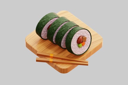 Preview: 3D Kimbap On Cutting Board With Chopsticks