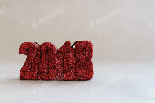 Preview: New Year Christmas decoration on rustic background 2018