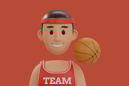 Preview: Basketball player in a red tank top and headband