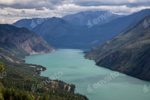 Preview: Seton Lake surrounded by Canadian Mountain Landscape