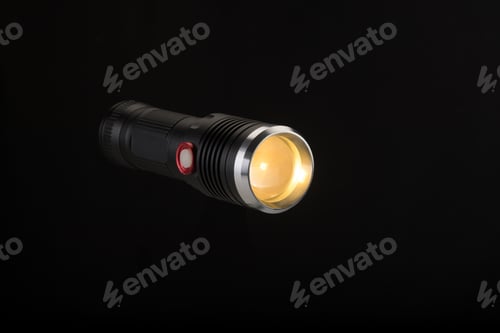 Preview: Tactical flashlight on a black background