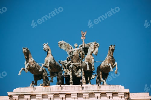 Preview: Rome, Italy. Great Bronze Quadriga On Summit Of Palace Of Justice