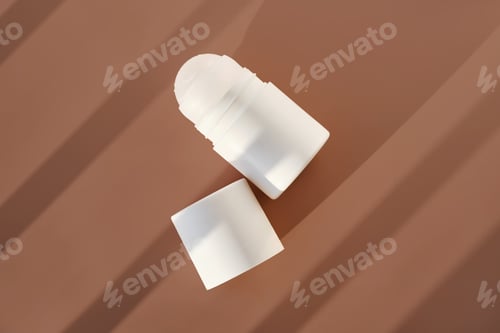 Preview: Roll-on deodorant on a purple background with shadow stripes.