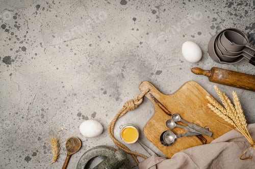 Preview: Baking utensils and ingredients.