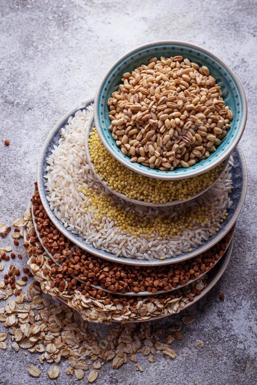 Preview: Different type of groats: rice, semolina, wheat, oatmeal, oat, buckwheat