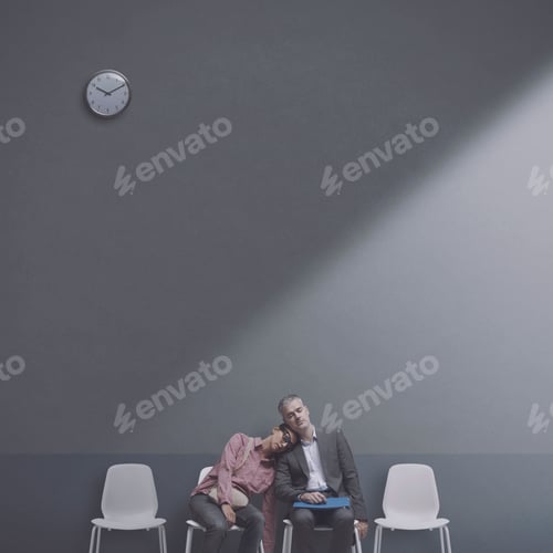 Preview: Tired people waiting for an interview
