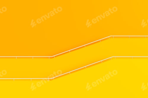 Preview: yellow building and step with railing, minimal 3d architecture